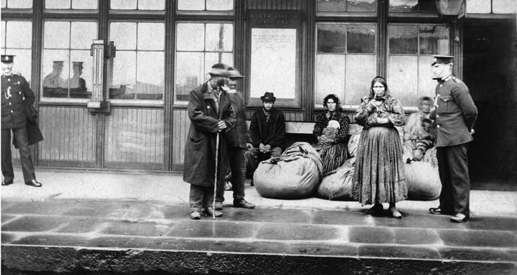 Dysart Station (near Kirkcaldy) with a group of gypsies and police