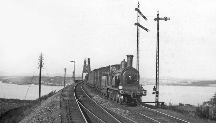 NBR No 488 4-4-0 leaving the Forth Bridge with a passenger train