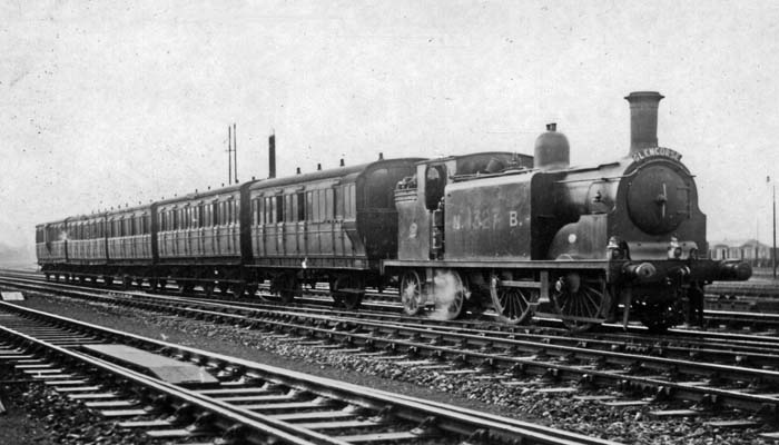 NBR No 1327 0-4-4T at Portobello with a Glencorse local