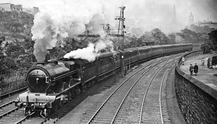 NBR Atlantic No 874 ‘Dunedin’ with a train in Princes Street Gardens